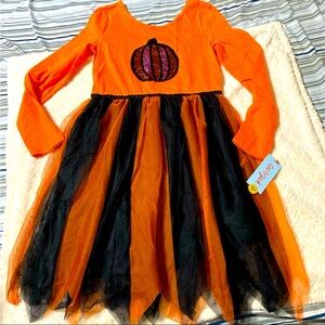 Girls Halloween dress pumpkin flip sequins Large 10 12 Cat & Jack